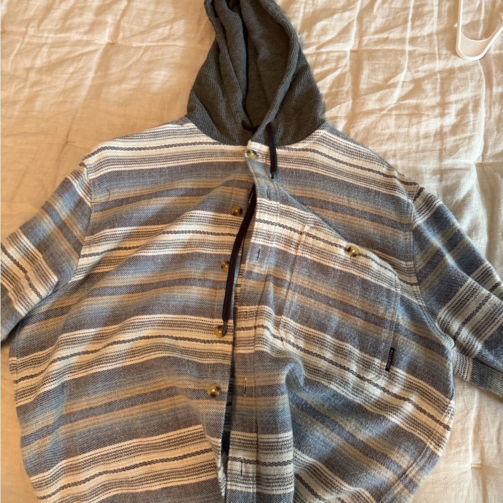 Billabong Blue and Gray Striped Hooded Jacket